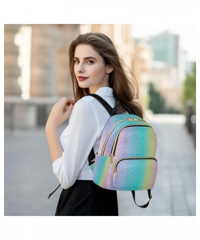 Mini Backpack for Women, Iridescent Rainbow Glitter Travel Backpack Purse for Ladies, Small Bookbag Daypack Shoulder Bag M A1...