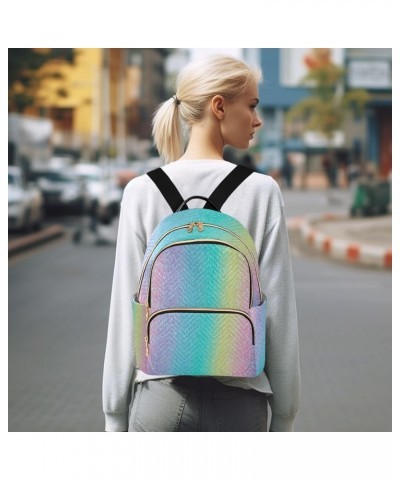 Mini Backpack for Women, Iridescent Rainbow Glitter Travel Backpack Purse for Ladies, Small Bookbag Daypack Shoulder Bag M A1...