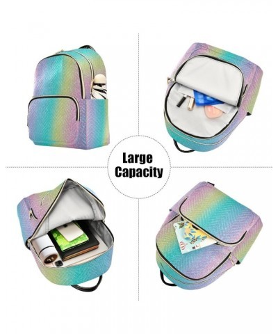 Mini Backpack for Women, Iridescent Rainbow Glitter Travel Backpack Purse for Ladies, Small Bookbag Daypack Shoulder Bag M A1...