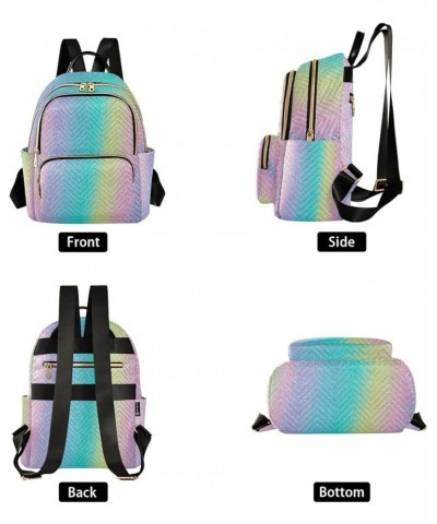 Mini Backpack for Women, Iridescent Rainbow Glitter Travel Backpack Purse for Ladies, Small Bookbag Daypack Shoulder Bag M A1...