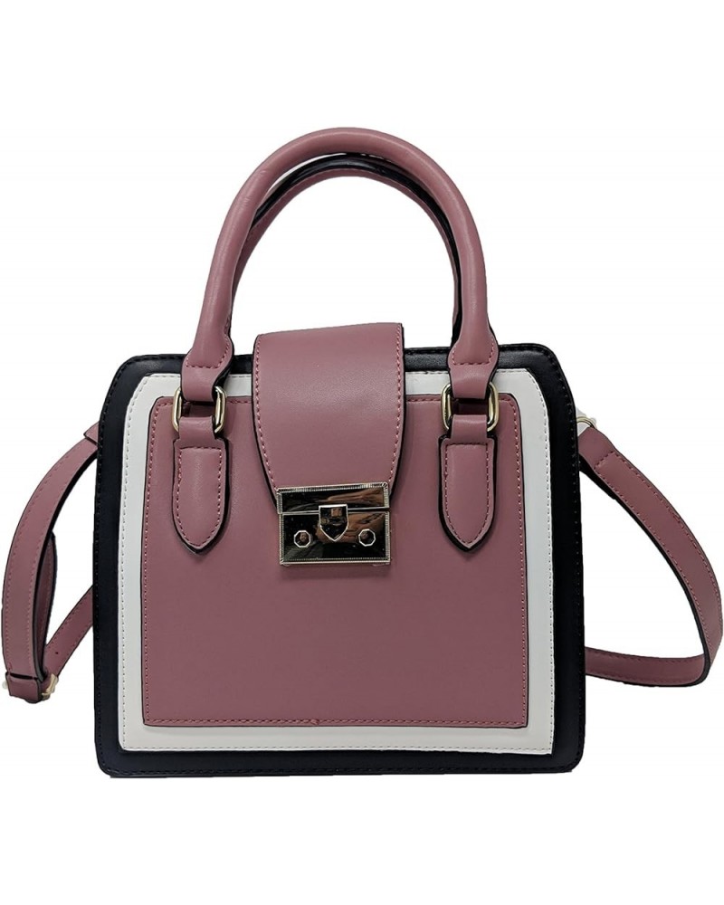 Vegan Leather Cross Body Handbag Shoulder Satchel or Top Handle Purse Mauve $23.65 Crossbody Bags