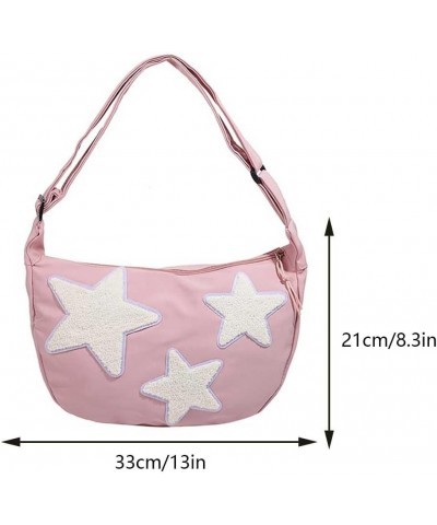 Women Canvas Messenger Bag Versatile Crossbody Sling Bag Adjustable Strap Pentagram Satchel Bag Zipper Tote Bag Studen Pink $...