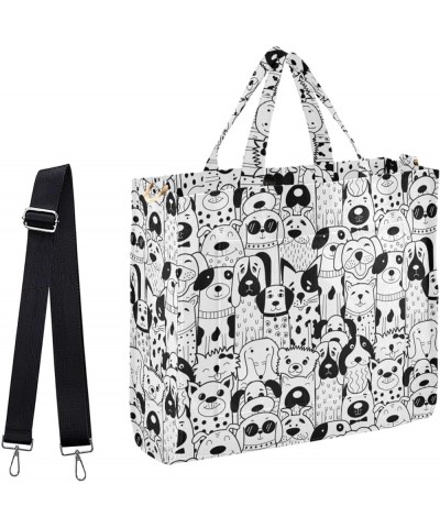 Black and White Doodle Dogs Crossbody Tote &Handbag for Work Travel Shopping Sport Multi05 $11.82 Totes