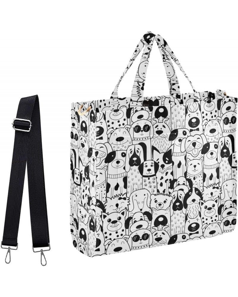 Black and White Doodle Dogs Crossbody Tote &Handbag for Work Travel Shopping Sport Multi05 $11.82 Totes