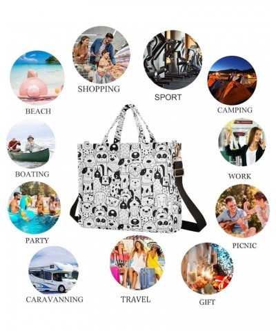 Black and White Doodle Dogs Crossbody Tote &Handbag for Work Travel Shopping Sport Multi05 $11.82 Totes