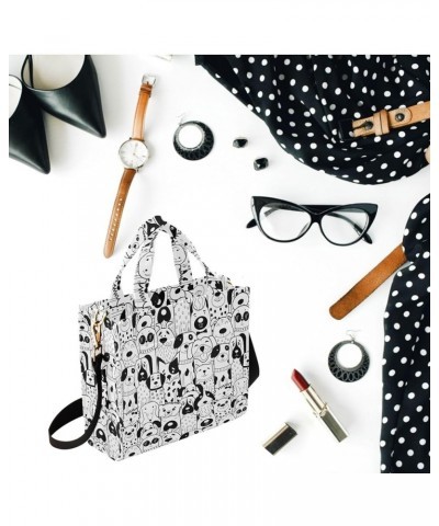 Black and White Doodle Dogs Crossbody Tote &Handbag for Work Travel Shopping Sport Multi05 $11.82 Totes