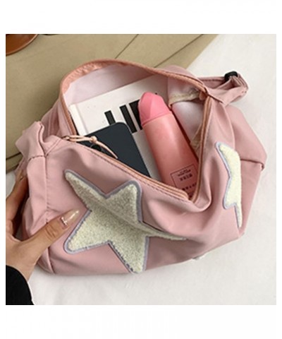 Women Canvas Messenger Bag Versatile Crossbody Sling Bag Adjustable Strap Pentagram Satchel Bag Zipper Tote Bag Studen Pink $...