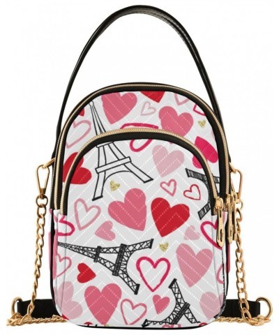 Valentines Cell Phone Purse Eiffel Tower Heart Cute Crossbody Handbag Durable Shoulder Bag Sturdy Travel Pouch Compact Chic B...