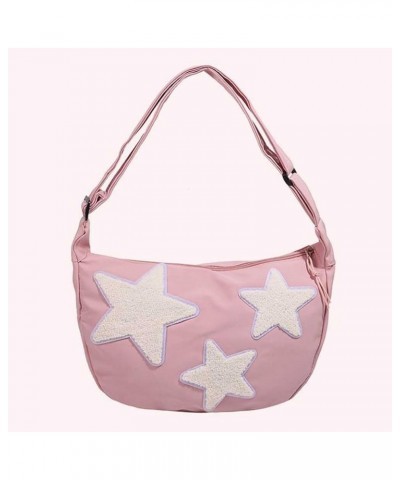 Women Canvas Messenger Bag Versatile Crossbody Sling Bag Adjustable Strap Pentagram Satchel Bag Zipper Tote Bag Studen Pink $...