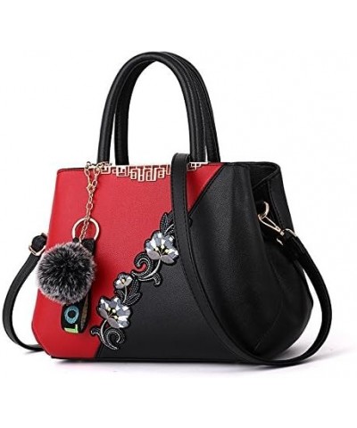 Women's Flower Large Capacity Single Shoulder Crossbody Bag Contrast Color Zipper Compartment Satchel Handbags Red 2 $21.82 S...