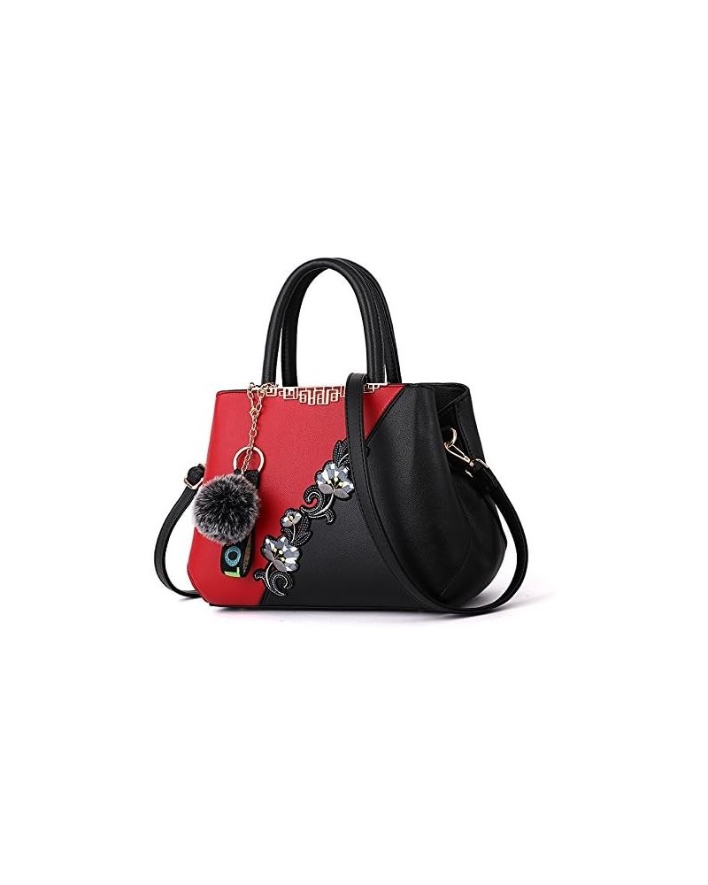 Women's Flower Large Capacity Single Shoulder Crossbody Bag Contrast Color Zipper Compartment Satchel Handbags Red 2 $21.82 S...