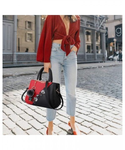 Women's Flower Large Capacity Single Shoulder Crossbody Bag Contrast Color Zipper Compartment Satchel Handbags Red 2 $21.82 S...