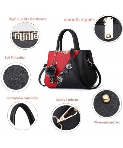 Women's Flower Large Capacity Single Shoulder Crossbody Bag Contrast Color Zipper Compartment Satchel Handbags Red 2 $21.82 S...