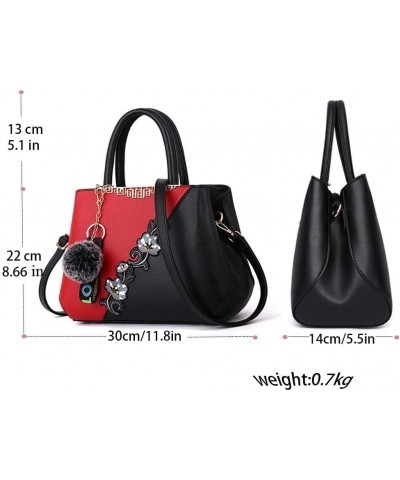 Women's Flower Large Capacity Single Shoulder Crossbody Bag Contrast Color Zipper Compartment Satchel Handbags Red 2 $21.82 S...