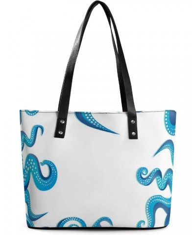 Womens Handbag Ocean Print Leather Tote Bag Top Handle Satchel Bags For Lady $16.10 Totes