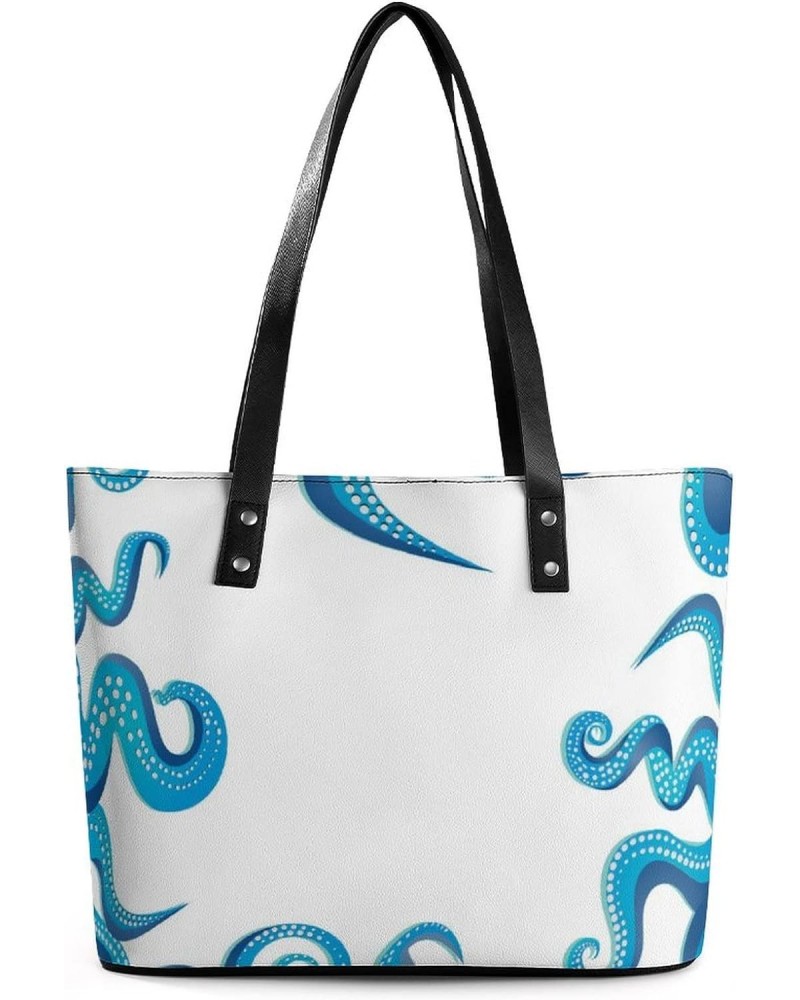 Womens Handbag Ocean Print Leather Tote Bag Top Handle Satchel Bags For Lady $16.10 Totes