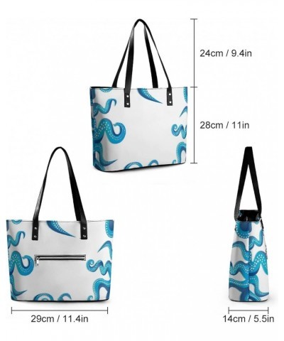 Womens Handbag Ocean Print Leather Tote Bag Top Handle Satchel Bags For Lady $16.10 Totes