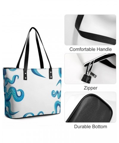 Womens Handbag Ocean Print Leather Tote Bag Top Handle Satchel Bags For Lady $16.10 Totes