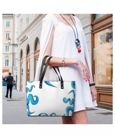 Womens Handbag Ocean Print Leather Tote Bag Top Handle Satchel Bags For Lady $16.10 Totes