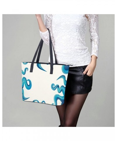 Womens Handbag Ocean Print Leather Tote Bag Top Handle Satchel Bags For Lady $16.10 Totes