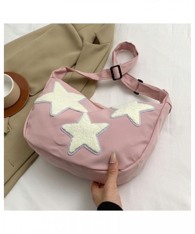 Women Canvas Messenger Bag Versatile Crossbody Sling Bag Adjustable Strap Pentagram Satchel Bag Zipper Tote Bag Studen Pink $...