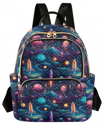 Space Rocket Planet Galaxy Backpack Purse for Women Small Travel Bag Fashion Daypack M 202a4514 M(11.4"x6.1"x14.17") 202a4514...