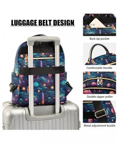 Space Rocket Planet Galaxy Backpack Purse for Women Small Travel Bag Fashion Daypack M 202a4514 M(11.4"x6.1"x14.17") 202a4514...