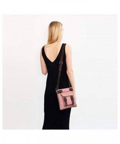 Women Lightweight Crossbody Bags Soft Vegan Leather Messenger Bag Shoulder Bag Travel Purse Pink $14.24 Crossbody Bags