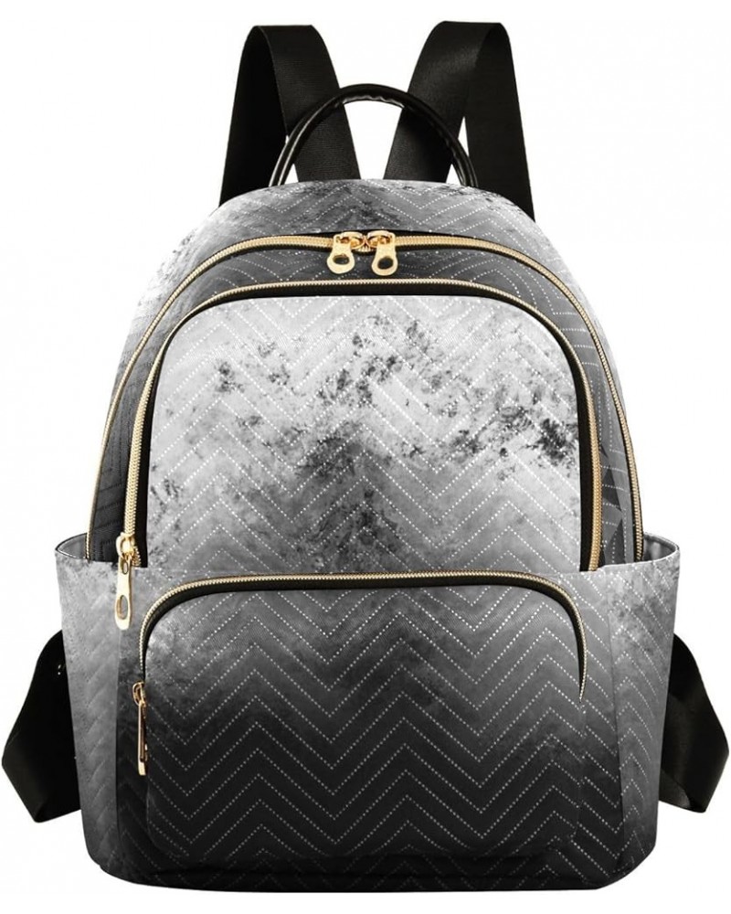 Women Backpack Grunge Black Grey Marble Durable Travel Backpack Lightweight Handbag Lady Purse Roomy Double Zipper Weekend Ba...