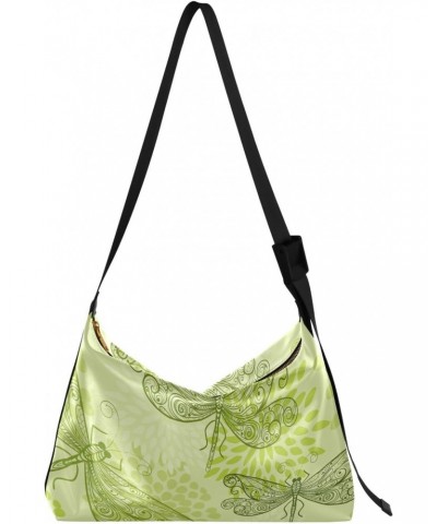 Flying Green Dragonflies Flowers Adults Crossbody Wallet Purse Womens Crossbody Bag Sling Purse $19.46 Hobo Bags