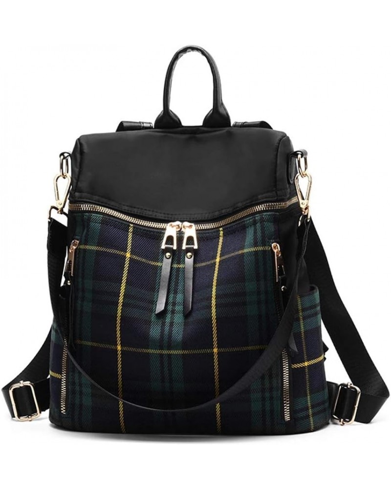 Women Backpack Purse Waterproof Rucksack Lightweight Fashion Casual Travel Ladies Shoulder Bag Daypack Green Plaid $17.35 Bac...