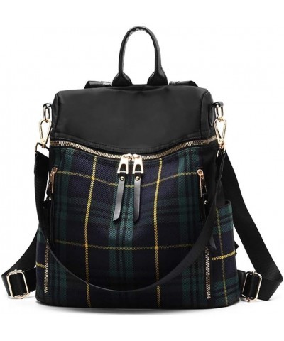 Women Backpack Purse Waterproof Rucksack Lightweight Fashion Casual Travel Ladies Shoulder Bag Daypack Green Plaid $17.35 Bac...