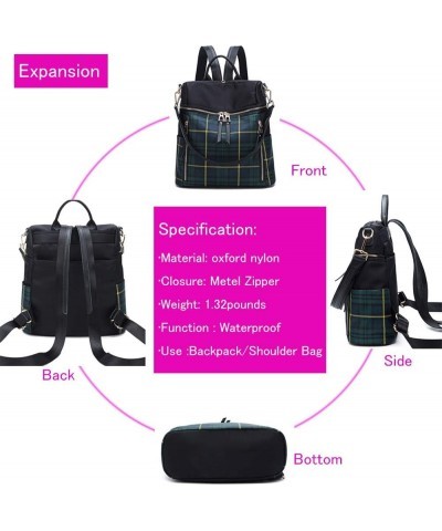 Women Backpack Purse Waterproof Rucksack Lightweight Fashion Casual Travel Ladies Shoulder Bag Daypack Green Plaid $17.35 Bac...