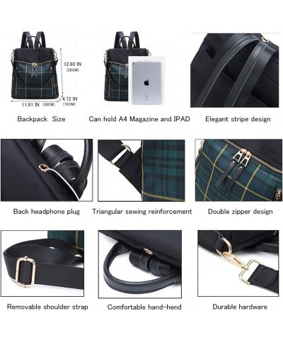 Women Backpack Purse Waterproof Rucksack Lightweight Fashion Casual Travel Ladies Shoulder Bag Daypack Green Plaid $17.35 Bac...