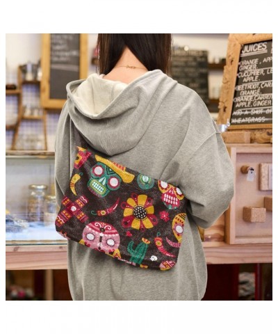 Halloween Women Boho Handbag Cactus Llama Sugar Skull Underarm Bag Tote Bag Shoulder Bag Crossbody Bag Fluffy Cell Phone Purs...