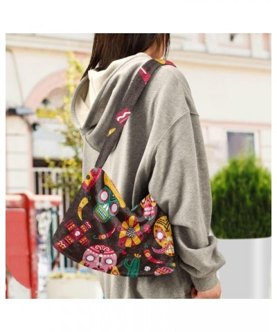 Halloween Women Boho Handbag Cactus Llama Sugar Skull Underarm Bag Tote Bag Shoulder Bag Crossbody Bag Fluffy Cell Phone Purs...