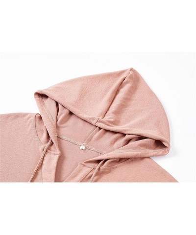 Women's Button Collar Casual Loose Hoodies Fall Clothes Lightweight Pullover Tops Solid Color Hooded Sweatshirt Pink $9.71 Cl...