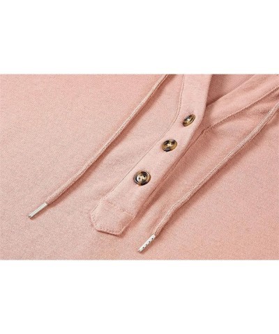 Women's Button Collar Casual Loose Hoodies Fall Clothes Lightweight Pullover Tops Solid Color Hooded Sweatshirt Pink $9.71 Cl...