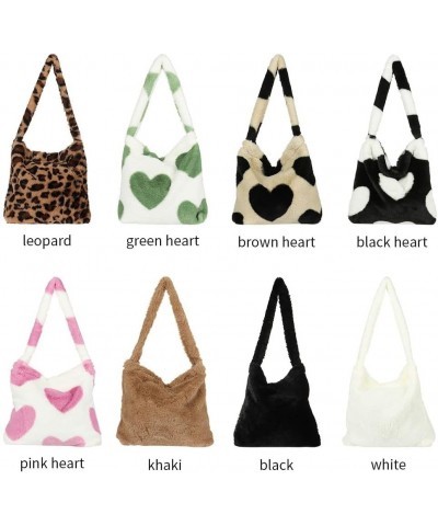 Shopping Bag Women Girls Handbag Winter Plush Tote Female Top-handle Bag(green heart) $6.88 Totes