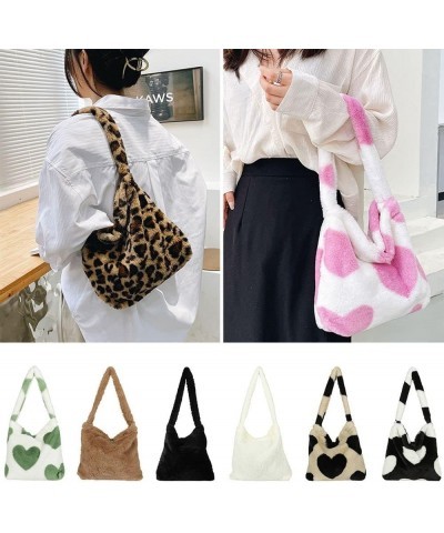 Shopping Bag Women Girls Handbag Winter Plush Tote Female Top-handle Bag(green heart) $6.88 Totes