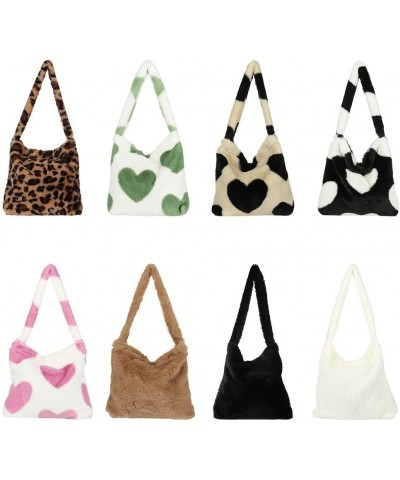 Shopping Bag Women Girls Handbag Winter Plush Tote Female Top-handle Bag(green heart) $6.88 Totes