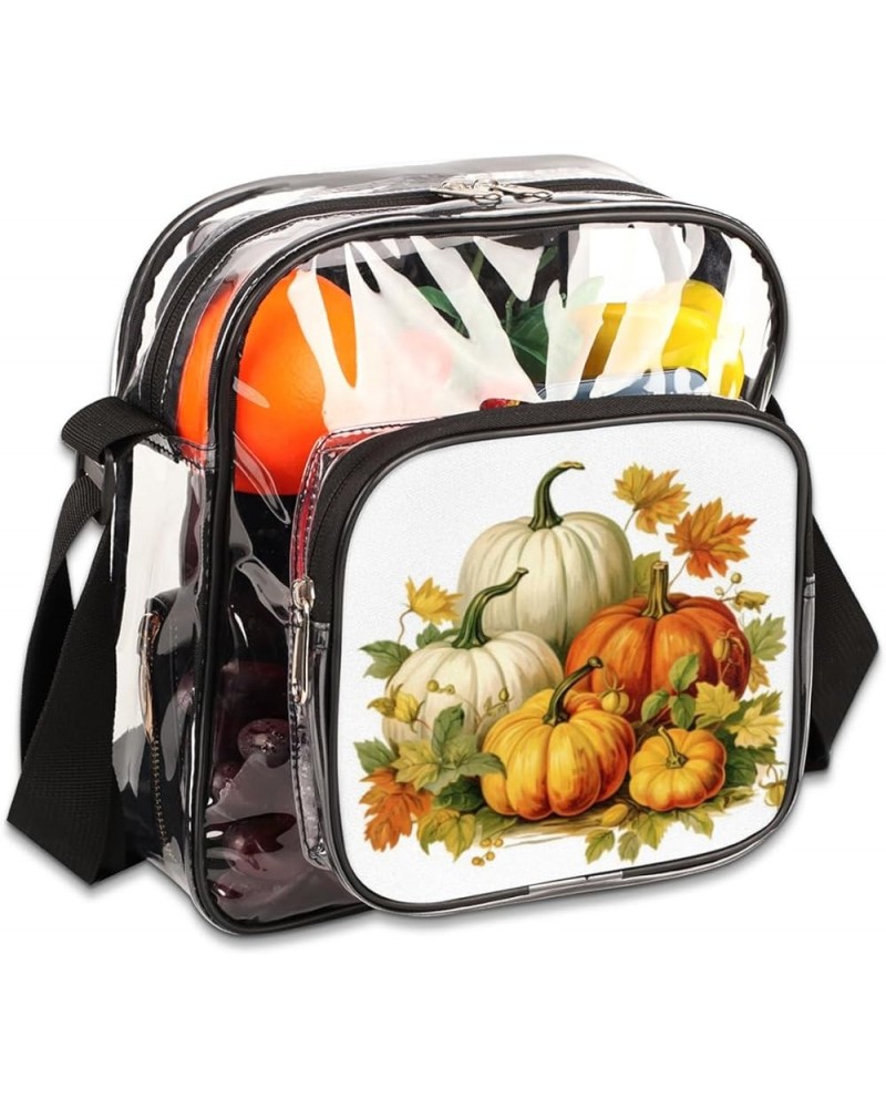 Autumn Maple Leaves Nuts Stadium-Approved Clear Crossbody Bag with Colorful Print Design Autumn Pumpkin Leave $13.43 Crossbod...