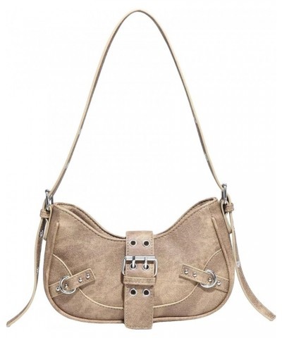 Women's Pleated Hobo Shoulder Bag PU Leather Clutch Handbag Khaki $17.91 Shoulder Bags