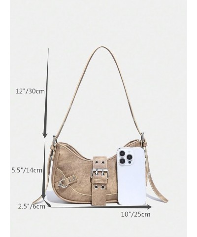 Women's Pleated Hobo Shoulder Bag PU Leather Clutch Handbag Khaki $17.91 Shoulder Bags