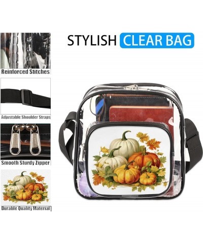 Autumn Maple Leaves Nuts Stadium-Approved Clear Crossbody Bag with Colorful Print Design Autumn Pumpkin Leave $13.43 Crossbod...