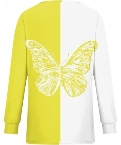 Womens Fall Fashion 2023 V Neck Long Sleeve Pullover Tops Printing Button Down T Shirt Comfy Dressy Sweatshirts 2-yellow $5.2...