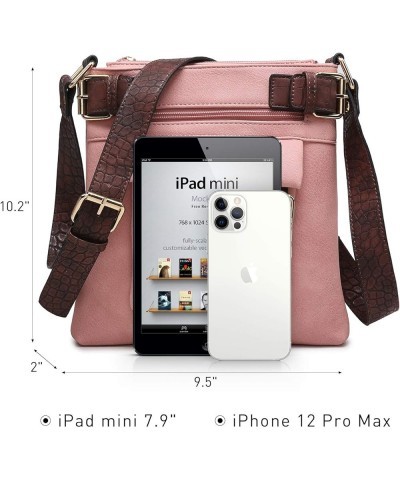 Women Lightweight Crossbody Bags Soft Vegan Leather Messenger Bag Shoulder Bag Travel Purse Pink $14.24 Crossbody Bags