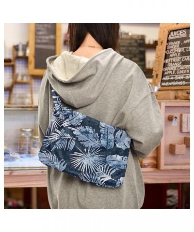 Monstera Deliciosa Leaf Womens Shoulder Purse, Fluffy Bag Crossbody Hobo Purses Tropical Leaves Nature Color $11.75 Hobo Bags