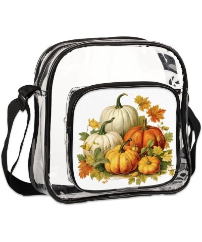 Autumn Maple Leaves Nuts Stadium-Approved Clear Crossbody Bag with Colorful Print Design Autumn Pumpkin Leave $13.43 Crossbod...