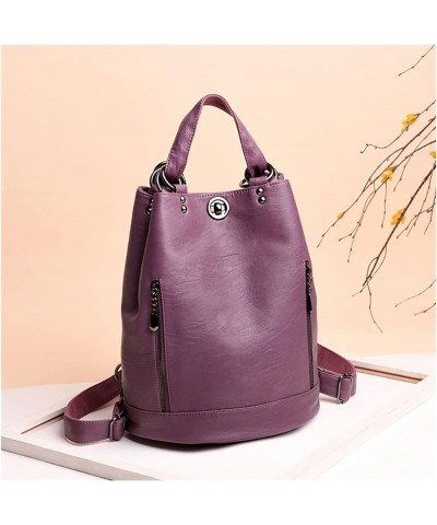 Casual Large-Capacity Fashion Bags For Women Soft Leather Womens Backpack Fashion Travel Backpack Ladies (Color : Wine Red, S...